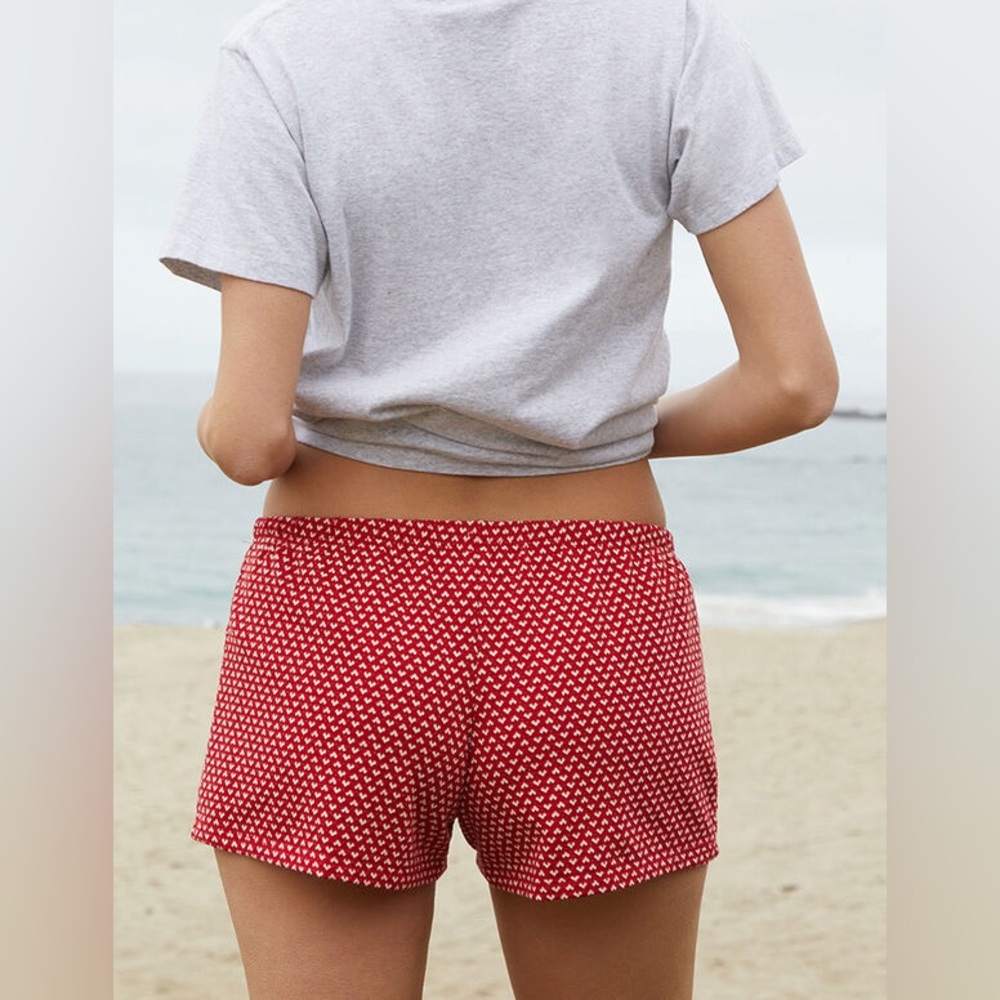 Brandy Melville Red Patterned Athletic Shorts
